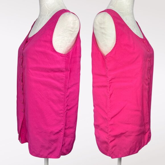 Vintage Brass Plum Nordstrom Pink Rayon Button Up Tank Top Large - Picture 4 of 8